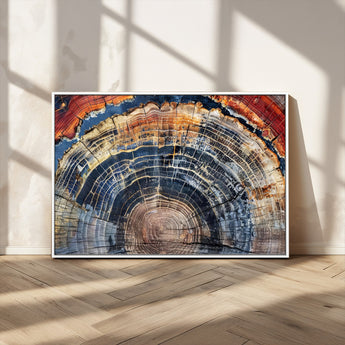 38987581-MGV-CV-36X24-Tree Ring Art Wall Art Canvas Print, Framed Rustic Wall Decor Art Picture Print, Nature Grain Print Perfect Modern Rustic Decor