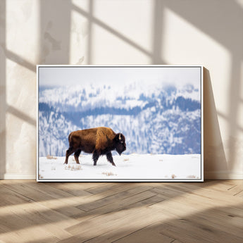 58512275-MGV-CV-36X24-Cowboy Aesthetic Wall Art Canvas Print, Framed Neutral Animal Theme Art Picture Print, Bison Ranch Style Perfect Rustic Western