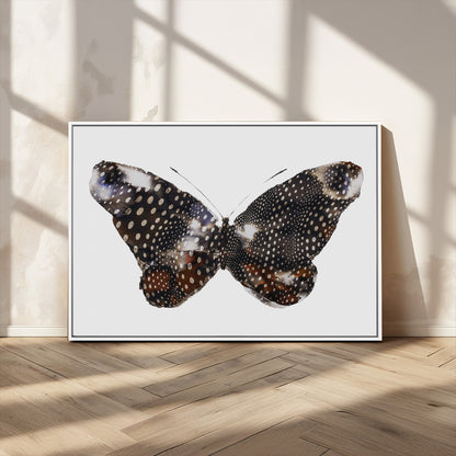 99831147-MGV-CV-36X24-Spotted Butterfly Wall Art Canvas Print, Framed Neutral Insect Theme Art Picture Print, Earthy Wing Pattern Perfect Modern Rustic