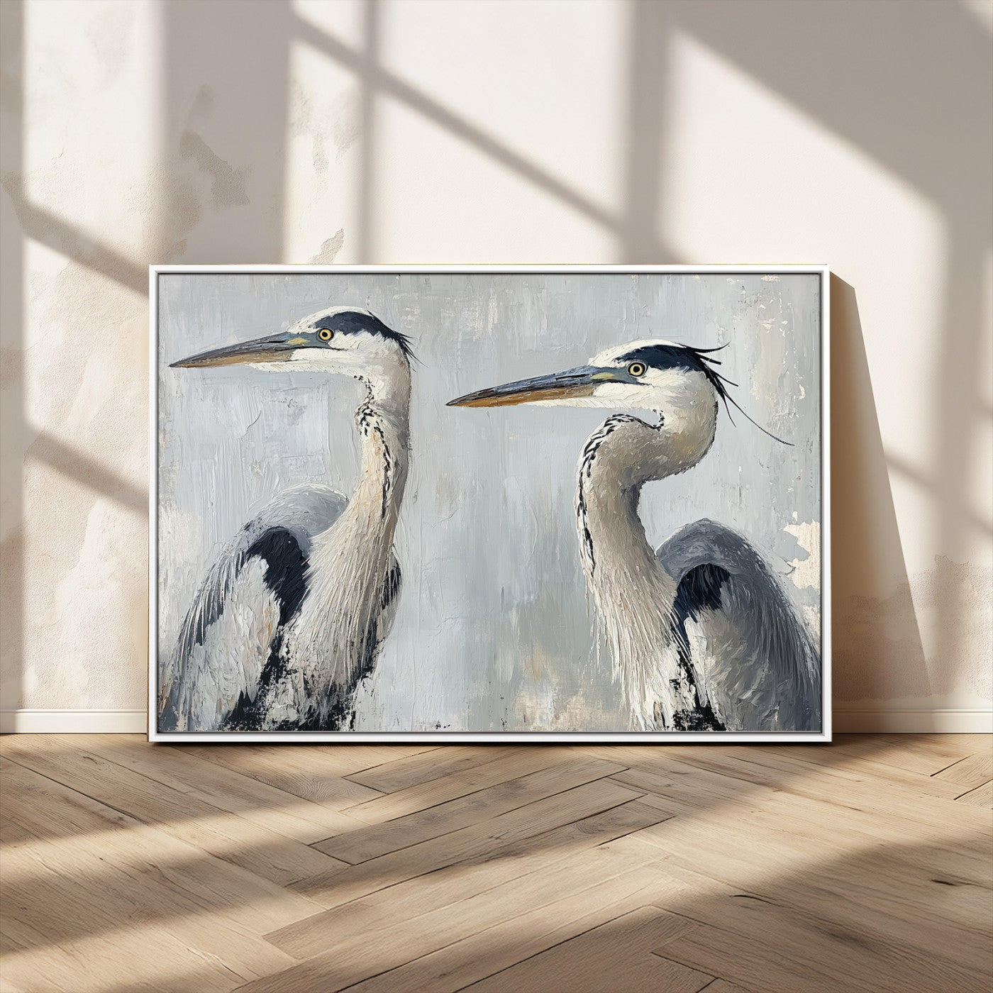 19427826-MGV-CV-36X24-Bird Canvas Decor Wall Art Canvas Print, Framed Coastal Bird Pair Art Picture Print, Minimalist Wildlife Wall Perfect Coastal