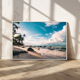 95301406-MGV-CV-36X24-Tropical Beach Wall Art Canvas Print, Framed Ocean Waves Art Picture Print, Relazxing Seascape Perfect Tropical Coastal Decor