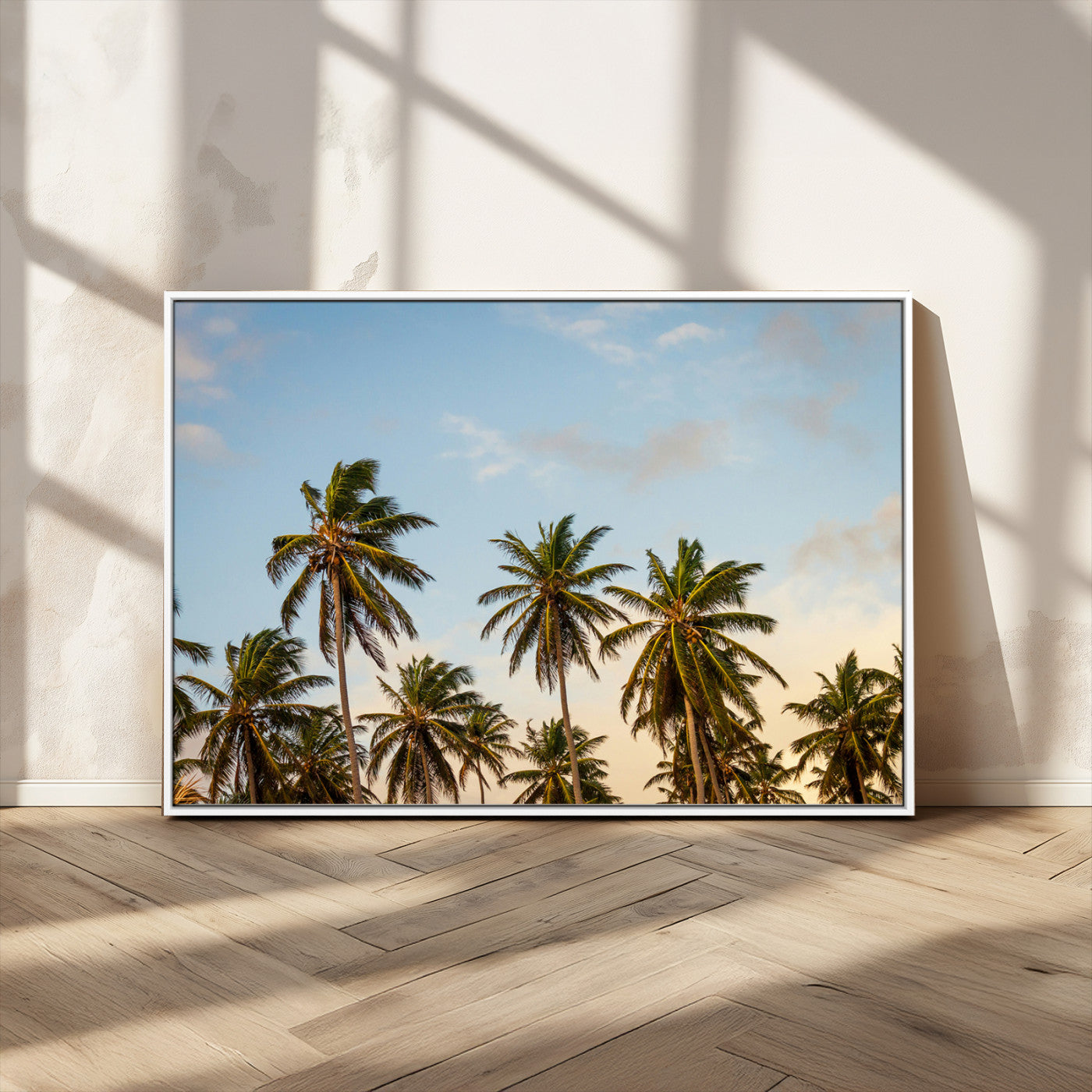 99033771-MGV-CV-36X24-Palm Trees Wall Art Canvas Print, Framed Tropical Vibes Art Picture Print, Coastal Sunset Perfect Coastal Boho Decor Artwork