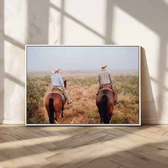 54943176-MGV-CV-36X24-Cowboy Wall Art Wall Art Canvas Print, Framed Western Canvas Art Picture Print, Rustic Ranch Scene Perfect Rustic Western Decor