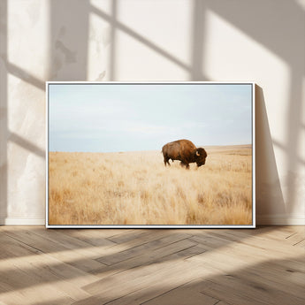 61392510-MGV-CV-36X24-Buffalo Wall Art Wall Art Canvas Print, Framed Western Wildlife Decor Art Picture Print, Rustic Farmhouse Art Perfect Rustic