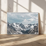 94074619-MGV-FC-36X24_White-Snowy Peaks Wall Art Canvas Print, Framed Alpine Wilderness Art Picture Print, Mountain Escape Perfect Winter Serenity Decor