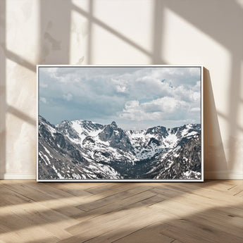 94074619-MGV-FC-36X24_White-Snowy Peaks Wall Art Canvas Print, Framed Alpine Wilderness Art Picture Print, Mountain Escape Perfect Winter Serenity Decor