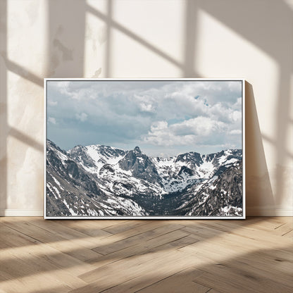 94074619-MGV-FC-36X24_White-Snowy Peaks Wall Art Canvas Print, Framed Alpine Wilderness Art Picture Print, Mountain Escape Perfect Winter Serenity Decor
