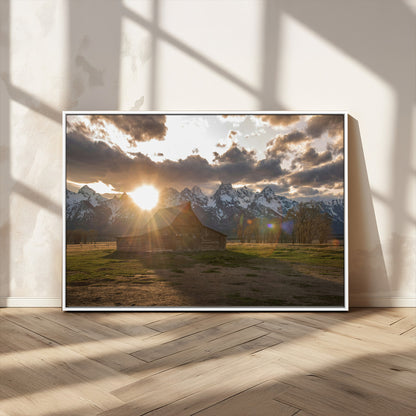 52555760-MGV-CV-36X24-Snowy Peaks Wall Art Canvas Print, Framed Nature Escape Art Picture Print, Rustic Charm Perfect Rustic Western Decor Artwork