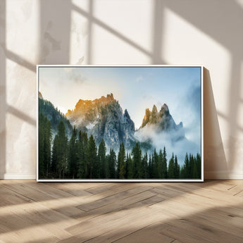 21145440-MGV-CV-36X24-Wilderness Wall Art Wall Art Canvas Print, Framed Nature Landscape Decor Art Picture Print, Misty Forest Photography Perfect