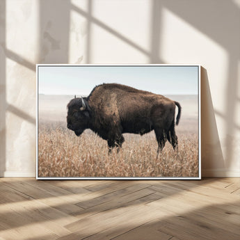 69909079-MGV-CV-36X24-Bison Wall Art – Majestic Buffalo Canvas Print in Prairie Grasslands, Rustic Western Animal Painting, Farmhouse Ranch Decor for