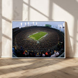 14387817-MGV-FC-36X24_White-Lambeau Field Stadium Wall Art – Green Bay Packers Game Day Canvas Print with Fireworks and Crowd – NFL Football Fan Man Cave