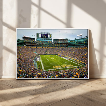 96617112-MGV-CV-36X24-Lambeau Field Wall Art – Green Bay Packers NFL Football Stadium Canvas Print – Game Day Crowd Sports Decor for Man Cave, Bar, or