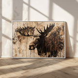 83505059-MGV-CV-36X24-Majestic Moose Wall Art – Rustic Animal Canvas Painting – Wilderness Wildlife Decor with Earthy Tones for Cabin, Lodge, Farmhouse,