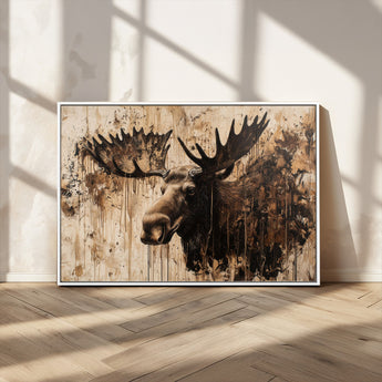 83505059-MGV-CV-36X24-Majestic Moose Wall Art – Rustic Animal Canvas Painting – Wilderness Wildlife Decor with Earthy Tones for Cabin, Lodge, Farmhouse,