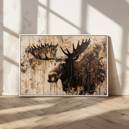 83505059-MGV-CV-36X24-Majestic Moose Wall Art – Rustic Animal Canvas Painting – Wilderness Wildlife Decor with Earthy Tones for Cabin, Lodge, Farmhouse,