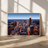 81886632-MGV-CV-36X24-Atlanta Skyline Wall Art – Vibrant City Lights Canvas Print, Modern Urban Cityscape Decor for Living Room, Office, or Apartment