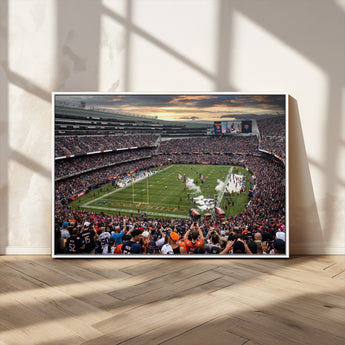 87578930-MGV-CV-36X24-Soldier Field Wall Art – Chicago Bears Football Stadium Sunset Canvas Print, Game Day Sports Decor for Man Cave, Bar, Office, or