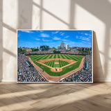 35800083-MGV-CV-36X24-Wrigley Field Baseball Stadium Canvas Wall Art – Packed Crowd Sports Stadium Print, City Skyline Baseball Field Canvas for Game