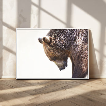 14405507-MGV-CV-36X24-Grizzly Bear Canvas Wall Art – Framed Wildlife Nature Decor, Large Brown Bear Profile Canvas Print for Living Room, Office, or