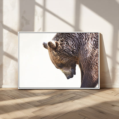 14405507-MGV-CV-36X24-Bear Wall Art – Wildlife Canvas Print with Rustic Animal Portrait and Minimalist Background, Nature Inspired Photography for