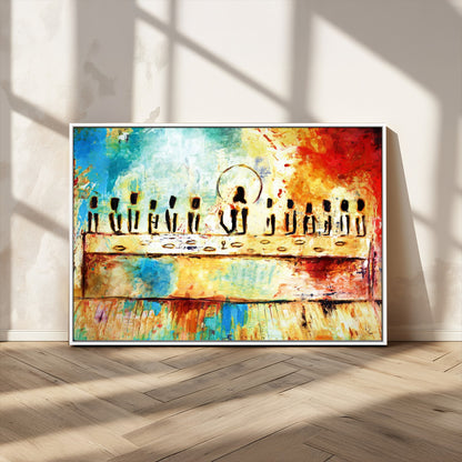 YKE34632598CR-MGV-CV-36X24-Abstract Last Supper with Apostles Wall Art Canvas Print