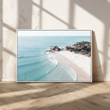 79395467-MGV-CV-36X24-Coastal Wall Art – Aerial Beach Canvas Print, Ocean Waves and Sandy Shore Photography Decor for Bedroom, Living Room, Office,