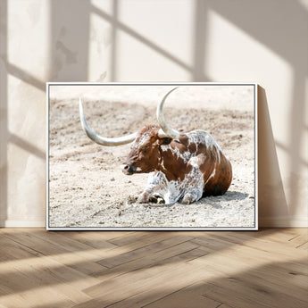 89096667-MGV-CV-36X24-Texas Longhorn Wall Art – Rustic Western Canvas Print, Cattle Photography Decor for Ranch House, Living Room, Office, Man Cave