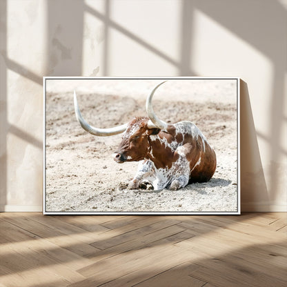 89096667-MGV-CV-36X24-Texas Longhorn Wall Art – Rustic Western Canvas Print, Cattle Photography Decor for Ranch House, Living Room, Office, Man Cave