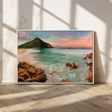 53831025-MGV-CV-36X24-Coastal Landscape Wall Art – Tropical Beach Ocean Canvas Print, Sunset Mountain View Photography Decor for Living Room, Bedroom,