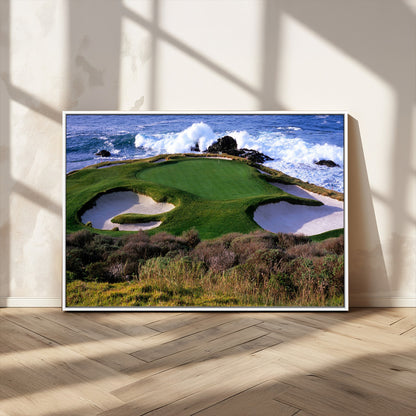 22776914-MGV-FC-36X24_White-Golf Course Wall Art – Oceanfront Green Canvas Print, Coastal Pebble Beach Photography Sports Decor for Living Room, Office, Man
