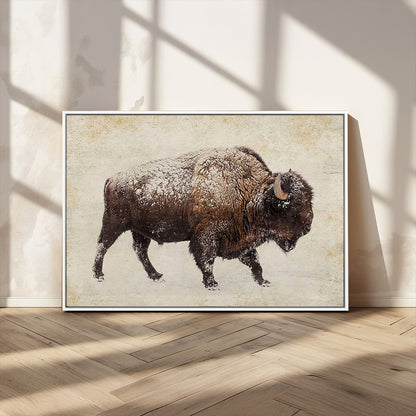 54810031-MGV-CV-36X24-Western Wall Art – Snow Covered Bison Canvas Print, Rustic Wildlife Photography Decor for Bedroom, Living Room, Office, Lodge,