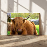 68411138-MGV-CV-36X24-Farmhouse Wall Art – Highland Cow Canvas Print, Rustic Country Cattle Photography Decor for Bedroom, Living Room, Office, Ranch,