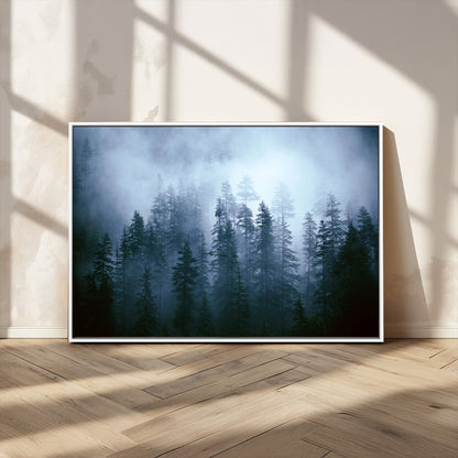 93439624-MGV-CV-36X24-Forest Wall Art – Misty Pine Trees Canvas Print, Moody Nature Photography Decor for Bedroom, Living Room, Office, Cabin, Lodge or