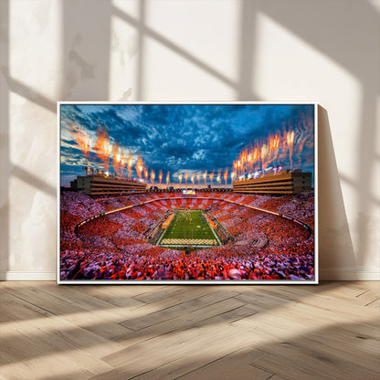 94266219-MGV-CV-36X24-Neyland Stadium Wall Art – Tennessee Volunteers Checkerboard Game Day Canvas Print, College Football Fireworks Decor for Man Cave