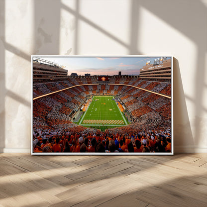 37160229-MGV-CV-36X24-Tennessee Volunteers Wall Art – Neyland Stadium Sunset Checkerboard Game Canvas Print, Vols Football Panorama Sports Decor