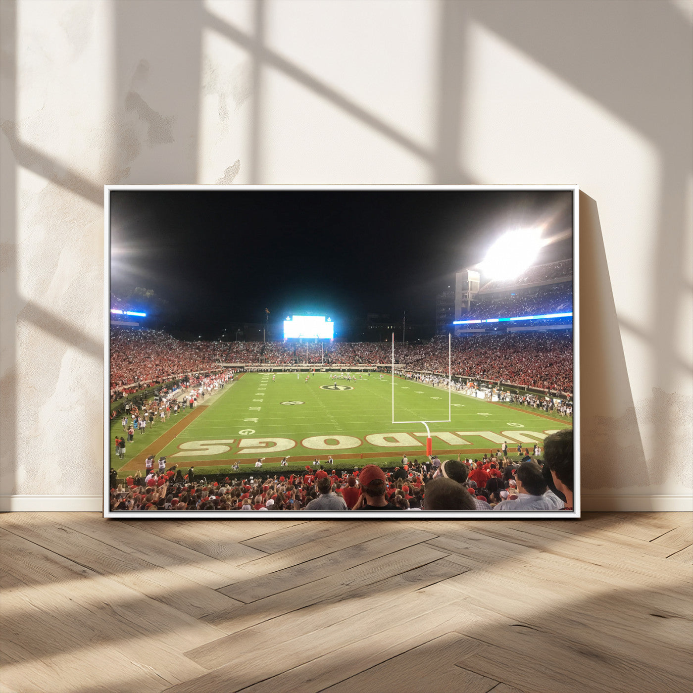 16230786-MGV-CV-36X24-Georgia Bulldogs Stadium Wall Art – Night Game Football Field Canvas Print, Panoramic Sports Decor for Home, Office, Fan Cave