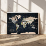 15547583-MGV-CV-36X24-Personalized World Map Wall Art – Rustic Navy Adventure Awaits Travel Map with Custom Couple Names, Vintage Wall Decor for Home or