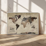 78610079-MGV-CV-36X24-Personalized World Map Wall Art – Vintage Rustic Travel Map with Custom Family Name, Adventure Wall Decor for Home, Family Gift or