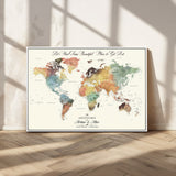 10311652-MGV-CV-36X24-Personalized World Map Wall Art - Watercolor Travel Map with Custom Names Minimalist Design for Couples&Families - Decor for Home,
