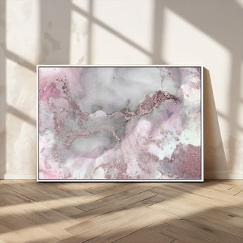 16416-MGV-CV-36X24-Blush Marble Wall Art Canvas Print, Framed Rose Gold Art Picture Print, Pink Cloudy Perfect Modern Glam Decor Artwork