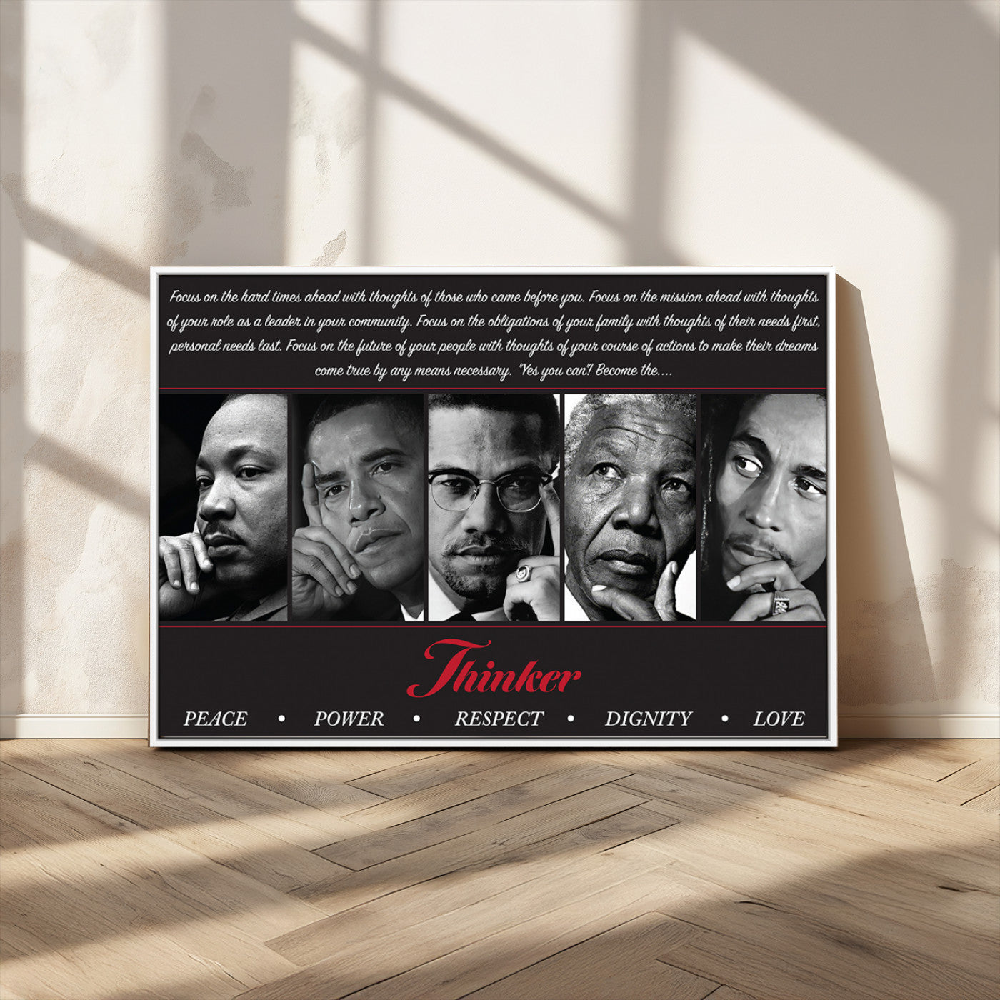 45112-MGV-CV-36X24-Black Icons Wall Art Canvas Print, Framed Thinker Art Picture Print, Motivational Quote Perfect Cultural Modern Decor Artwork