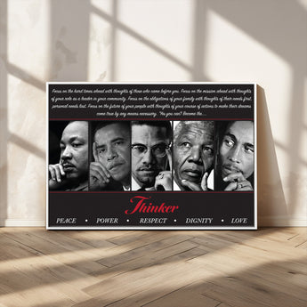 45112-MGV-CV-36X24-Black Icons Wall Art Canvas Print, Framed Thinker Art Picture Print, Motivational Quote Perfect Cultural Modern Decor Artwork