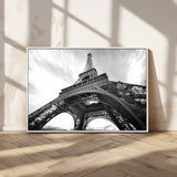 40006-MGV-FC-36X24_White-Eiffel Tower Wall Art – Black and White Architectural Photo Print, Paris Inspired Decor for Bedroom, Office, Studio or Modern