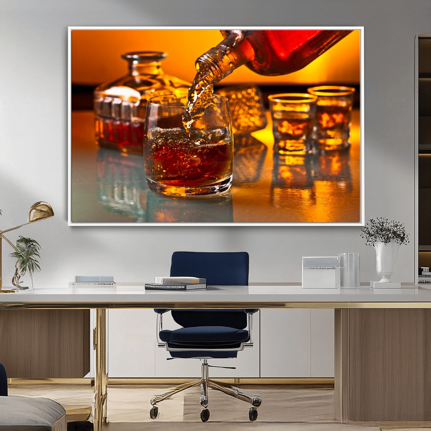 18250-MGV-CV-36X24-Whiskey Pour Wall Art – Captivating Whiskey Splash Canvas Print, Elegant Bar or Home Lounge Decor for Office, Man Cave or Living
