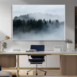 42596-MGV-CV-36X24-Misty Forest Wall Art – Atmospheric Pine Trees Canvas Print, Nature Landscape Decor for Living Room, Bedroom, Office, or Cabin