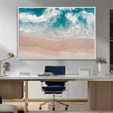 39236-MGV-CV-36X24-Ocean Beach Wall Art – Aerial View of Waves and Sand Canvas Print, Coastal Home Decor for Living Room, Bedroom, Office or Beach