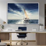 75430-MGV-CV-36X24-Sailing Boat Wall Art – Dynamic Ocean Yacht Canvas Print, Nautical Decor for Living Room, Office, Beach House or Cabin