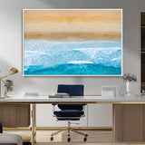 43046-MGV-CV-36X24-Aerial Beach Wall Art – Serene Ocean Waves & Sandy Shore Canvas Print, Coastal Home Decor for Living Room, Bedroom or Office