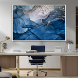 27810-MGV-FC-36X24_White-Abstract Blue Gold Fluid Art Wall – Modern Canvas Print, Elegant Home & Office Wall Art, Stylish Living Room or Bedroom Decor