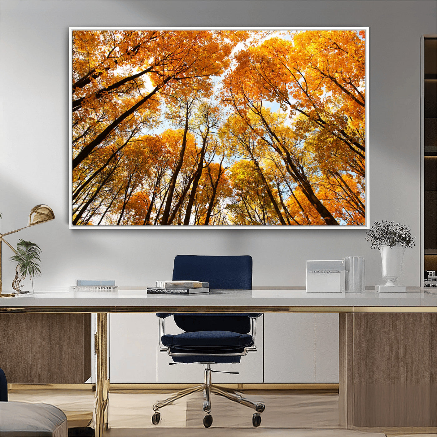 11823-MGV-CV-36X24-Golden Autumn Tree Canopy Wall Art – Stunning Fall Forest Leaves Print, Warm Seasonal Nature Decor for Home, Office or Cabin